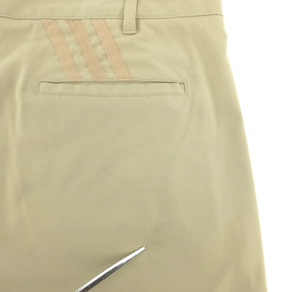 Adidas Mens‎ Golf Pants 35x32 Khaki Tan 3-Stripe Performance Trousers